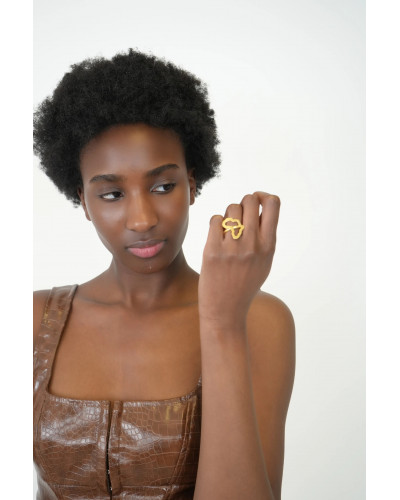 Bague Africa en bronze doré