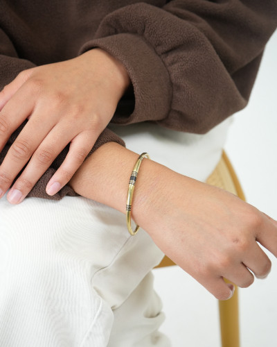 Bracelet jonc ouvert touareg – Bronze doré